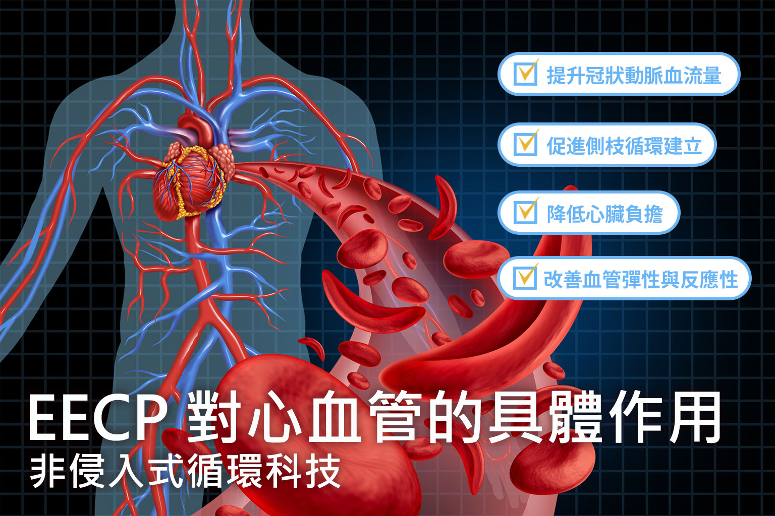 EECP 體外反搏儀器操作示意圖